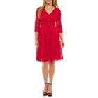 Perceptions 3/4 Sleeve Empire Waist Dress-petites