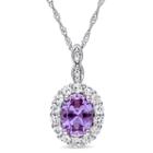 Womens Diamond Accent Lab Created Purple Alexandrite Pendant Necklace
