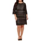 Rn Studio By Ronni Nicole 3/4-sleeve Fringe Lace Sheath Dress - Plus