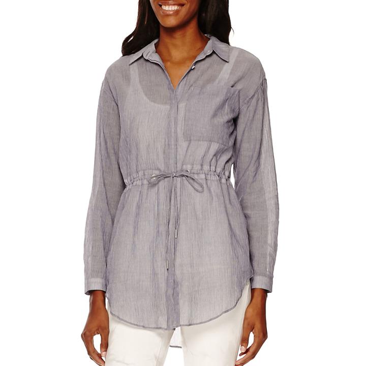 A.n.a Long-sleeve Woven Cotton Blouse - Tall