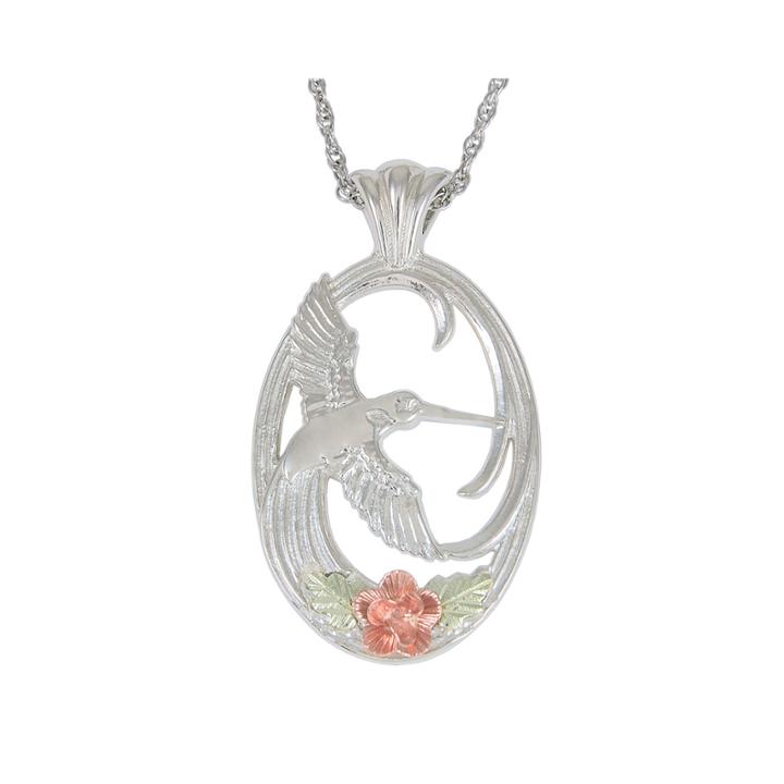 Black Hills Gold Jewelry By Coleman Sterling Silver Hummingbird Pendant Necklace