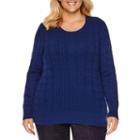 St. John's Bay Long Sleeve Round Neck Pullover Sweater-plus