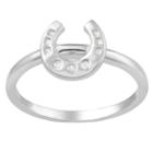 Womens Diamond Accent Sterling Silver Horseshoe Ring