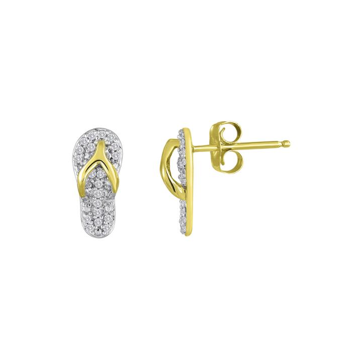 1/10 Ct. T.w. Diamond 14k Yellow Gold Over Sterling Silver Flip Flop Earrings