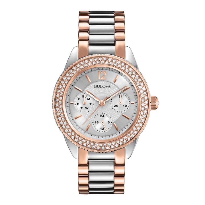Bulova Womens Crystal-accent Two-tone Stainless Steel Bracelet Watch 98n100