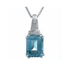 Genuine Topaz And Diamond-accent 10k White Gold Pendant Necklace