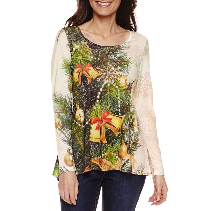 Unity World Wear Long Sleeve V Neck T-shirt-petites