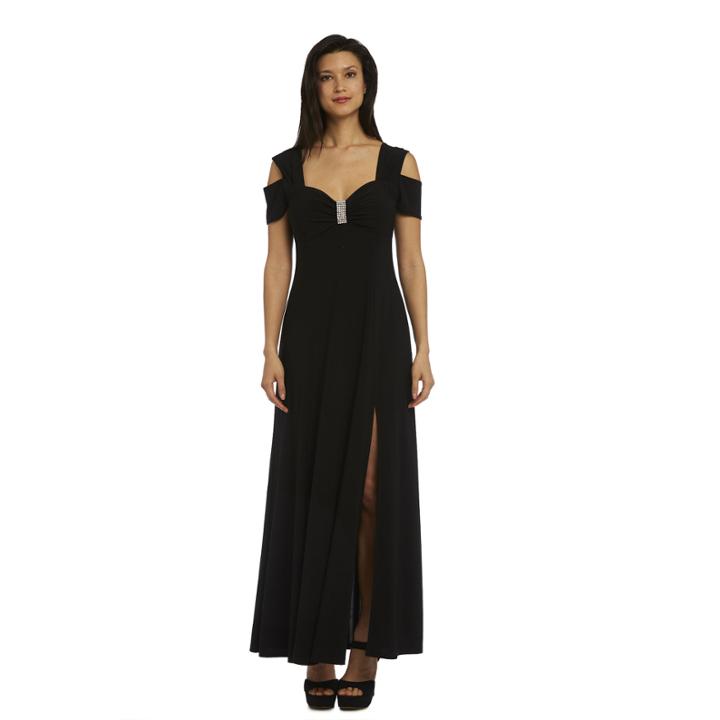 Cold Shoulder Short Sleeve Maxi Dress-petites