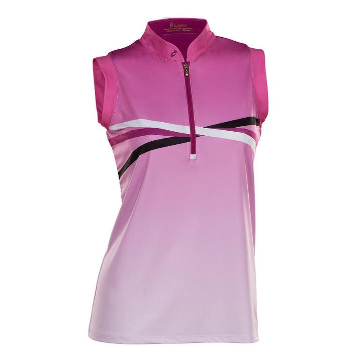 Sleeveless Ombre Jersey Polo Shirt - Plus