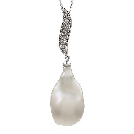 Cultured Freshwater Pearl And Diamond-accent 14k White Gold Pendant Necklace
