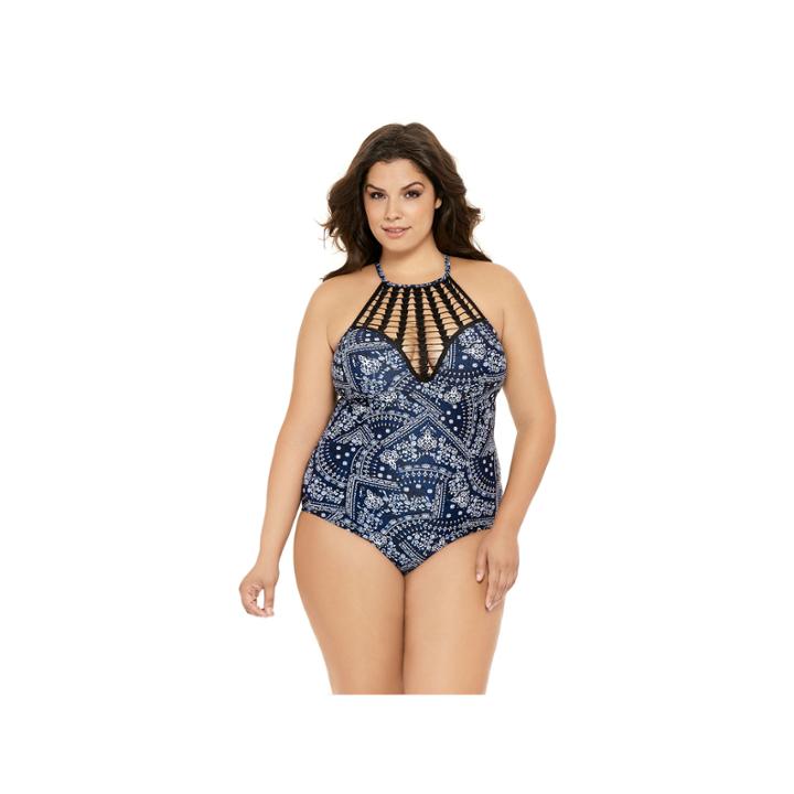 Costa Del Sol Patchwork One Piece Swimsuit Juniors Plus
