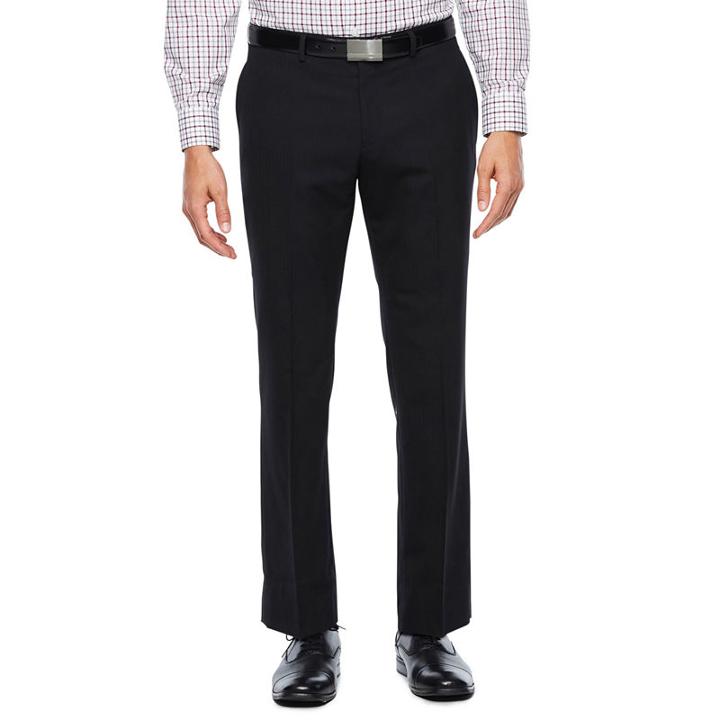 Collection By Michael Strahan Black Herringbone Stretch Slim Fit Suit Pants