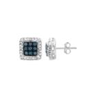 1/3 Ct. T.w. White & Color-enhanced Blue Diamond Sterling Silver Earrings