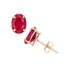 Round Red Ruby 10k Gold Stud Earrings