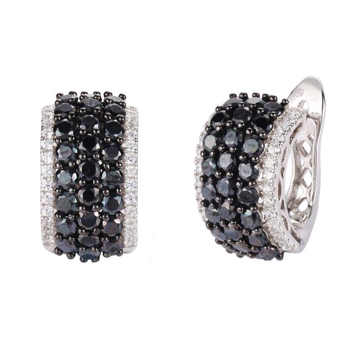 Genuine Black Spinel 20mm Hoop Earrings