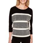 A.n.a 3/4-sleeve Striped Textured Sweater