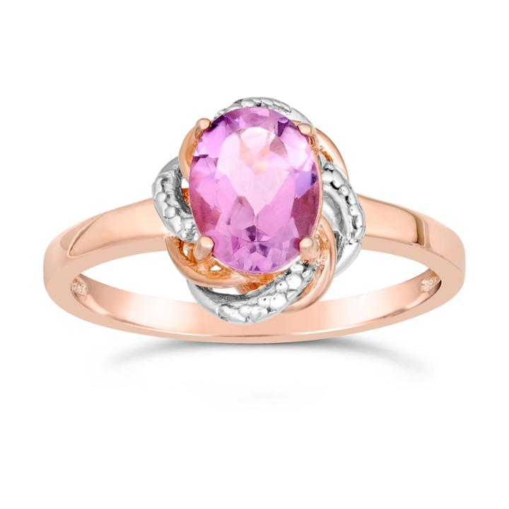 Womens Diamond Accent Purple Amethyst Gold Over Silver Cocktail Ring