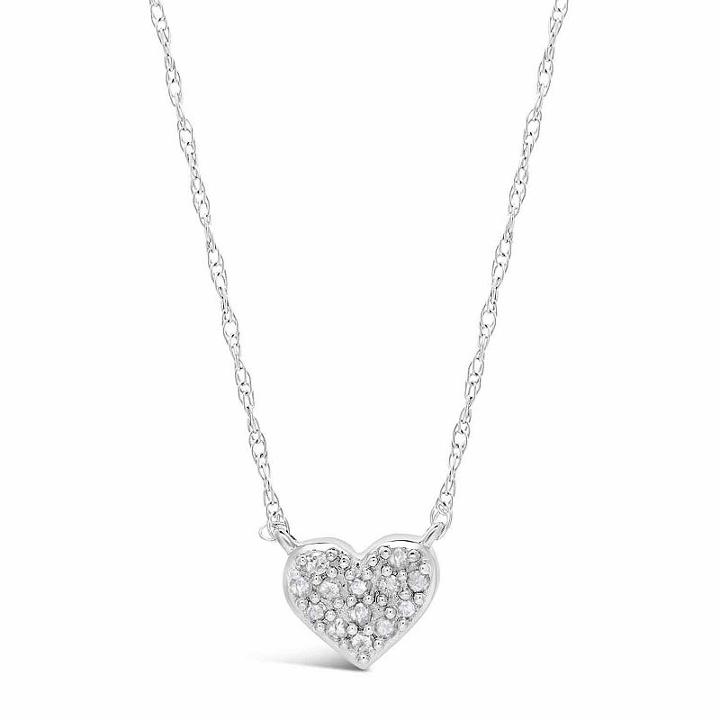 Womens 1/10 Ct. T.w. White Diamond Sterling Silver Heart Pendant Necklace