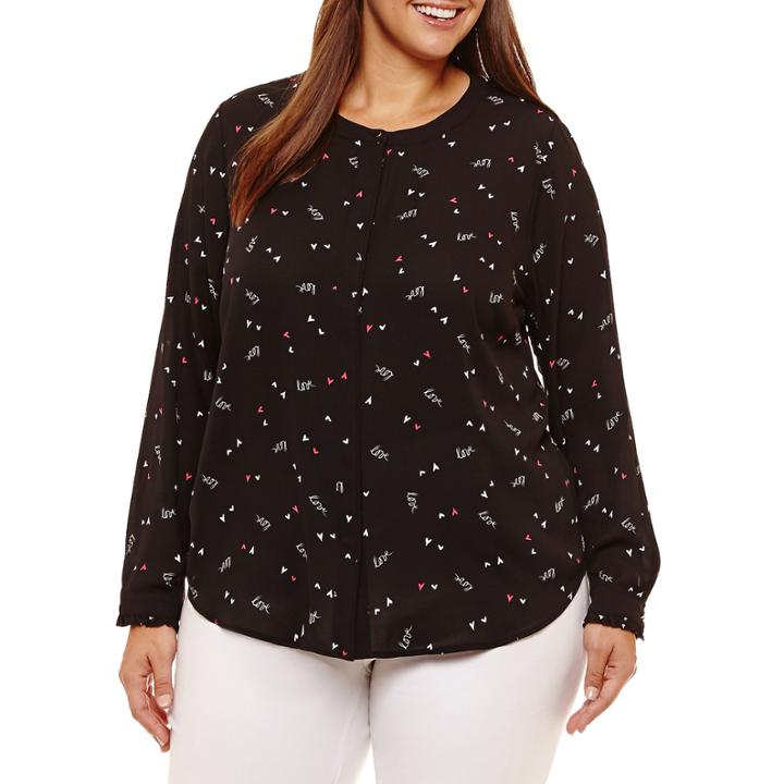 Liz Claiborne Banded Color Drame Shirt- Plus