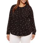 Liz Claiborne Banded Color Drame Shirt- Plus