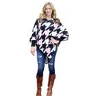 Mayah Kay Fashion Houndstooth Hooded Poncho