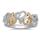 Hallmark Diamonds Womens 1/7 Ct. T.w. Genuine Diamond White 14k Rose Gold Over Silver Sterling Silver Heart Cocktail Ring