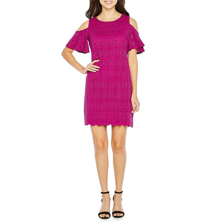Ronni Nicole Cold Shoulder Lace Medallion Shift Dress