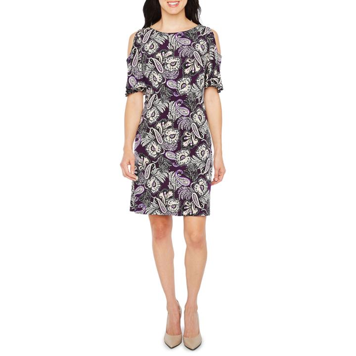 Jessica Howard Cold Shoulder Paisley Shift Dress
