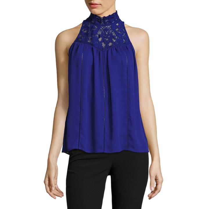 Worthington Sleeveless Mock Neck Woven Blouse-petites