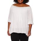 Worthington 3/4 Sleeve Off The Shoulder Blouse - Plus