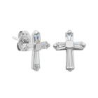 Sterling Silver Cubic Zirconia Cross Stud Earrings