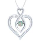 Diamond Accent White Opal Round Sterling Silver Pendant