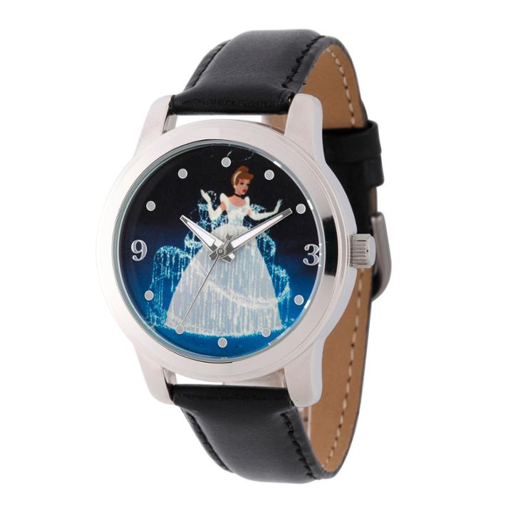 Disney Cinderella Womens Black Strap Watch-w002153