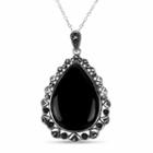 Swarovski Womens Genuine Black Marcasite Pear Pendant Necklace