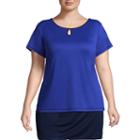 St. John Bay Short Sleeve Keyhole Tee - Plus