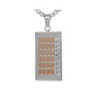 Mens Two-tone Greek Key Dog Tag Necklace