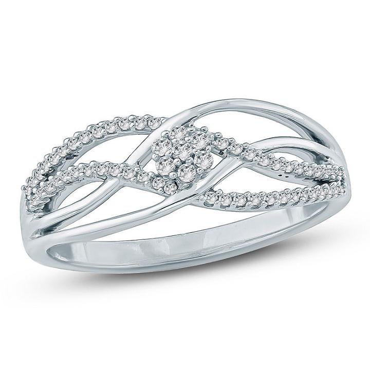 Womens 1/5 Ct. T.w. Diamond White 10k Gold Cocktail Ring