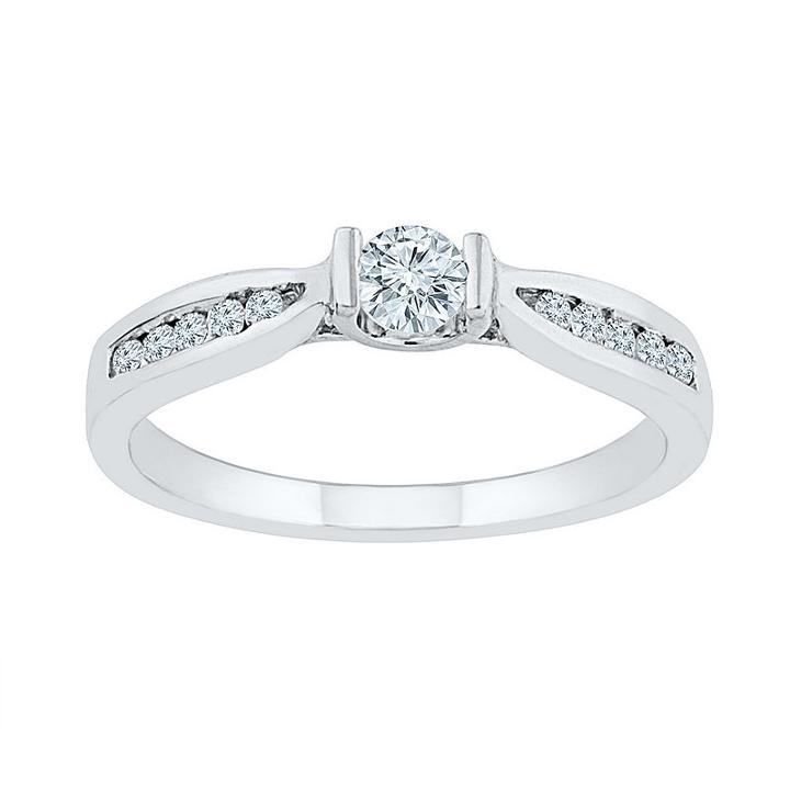 Promise My Love Womens 1/3 Ct. T.w. Genuine Round White Diamond 10k Gold Promise Ring
