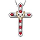 Lead Glass Filled Ruby & Geniune White Sapphire Cross Pendant