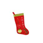 19 Traditional Joy Red And Green Embroidered Cuffless Christmas Stocking