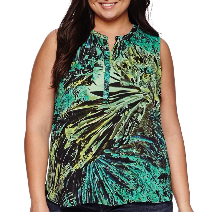 A.n.a Two-pocket Henley Tank Top - Plus