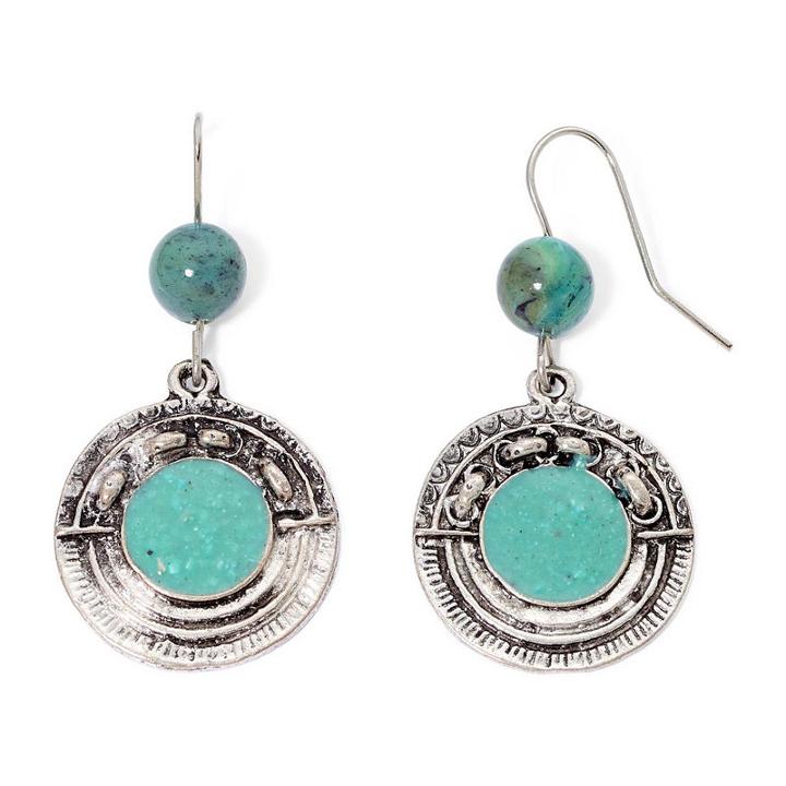 Aris By Treska Aqua Epoxy Disc Earrings