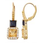Genuine Citrine & Lab-created Sapphire 14k Gold Over Silver Leverback Earrings