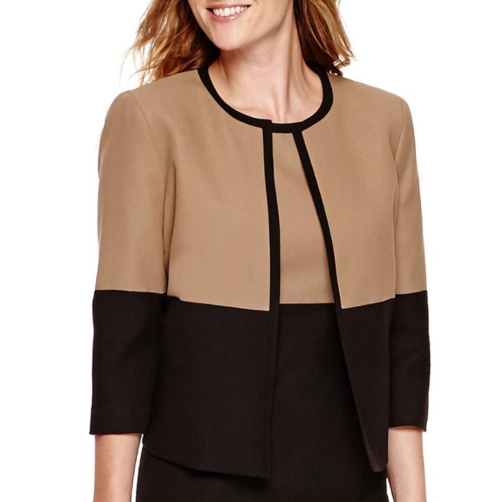 Black Label By Evan-picone Crepe Colorblock Jacket