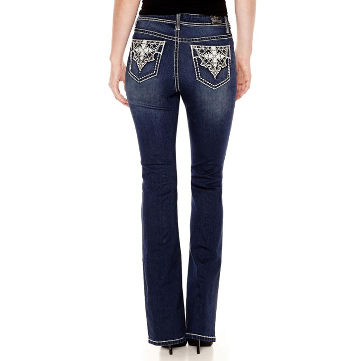 Love Indigo Cross Embellised Back Pocket Bootcut Jean