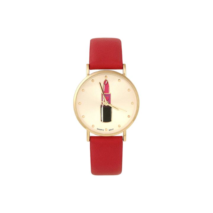 Mixit Lipstick Dial Womens Red Strap Watch-pts2786