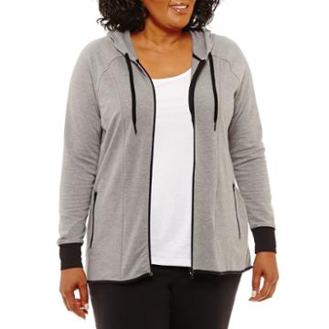 Long Sleeve High-low Full Zip Hoodie-plus