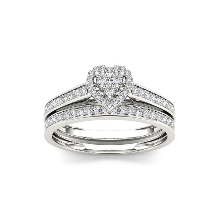 1/2 Ct. T.w. Diamond 10k White Gold Heart-shaped Bridal Set