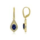 Blue Sapphire 14k Gold Over Silver Drop Earrings