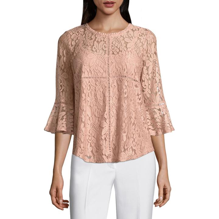 Liz Claiborne 3/4 Bell Sleeve Lace Top